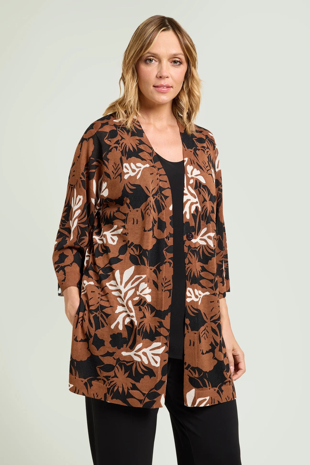 Maglia a Cardigan fantasia Curvy