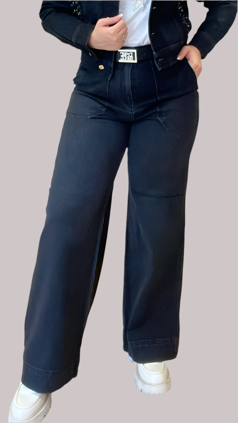 Jeans Denim Black Palazzo