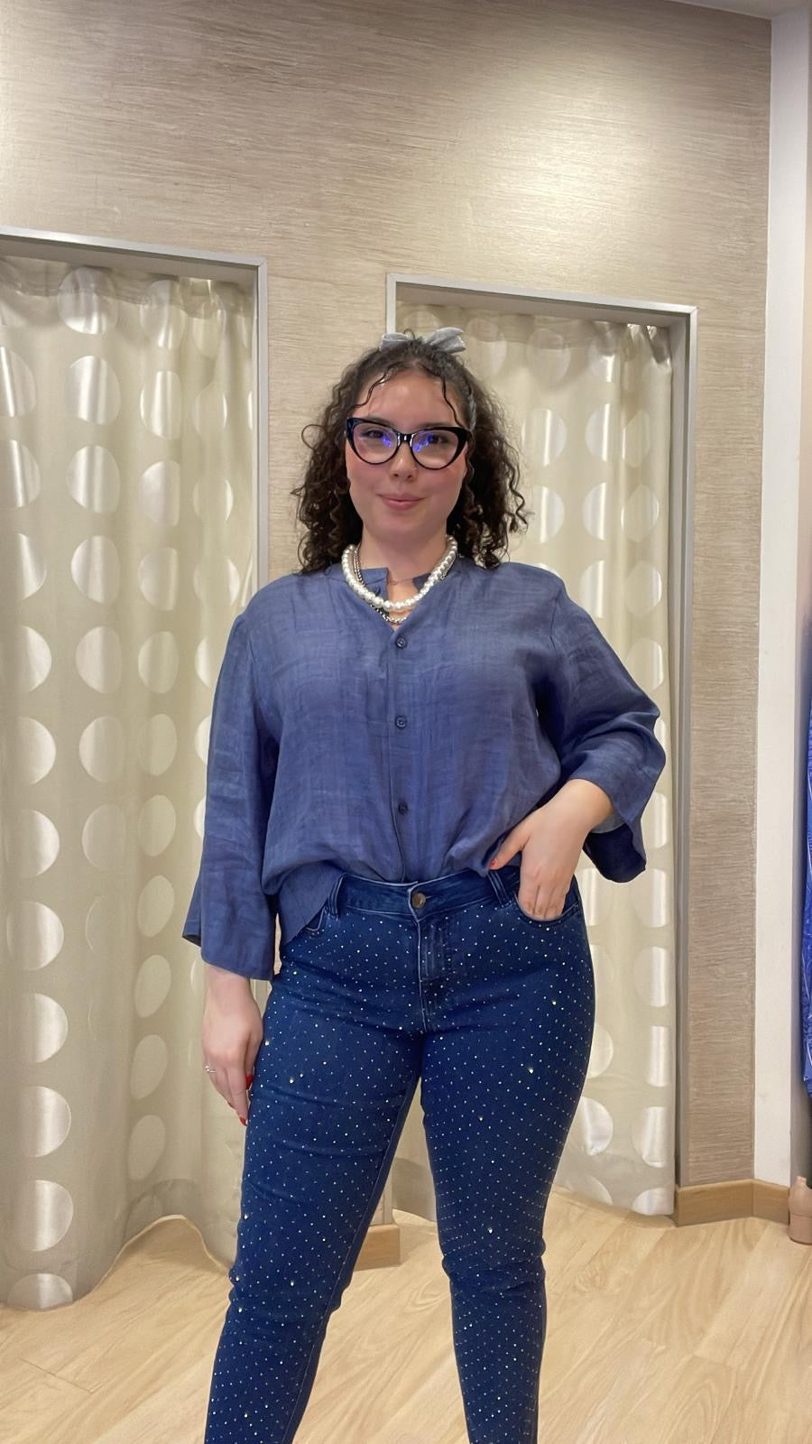 Jeans brillo Blu