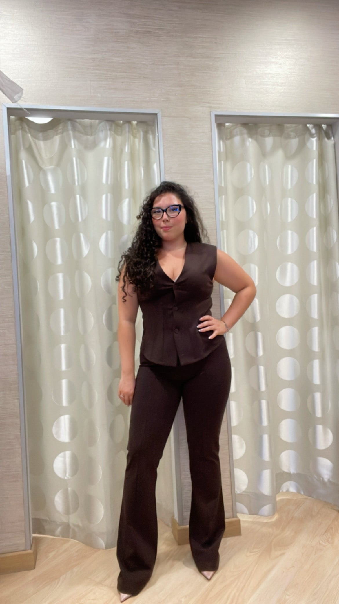 Pantalone completo Marrone Brillantini
