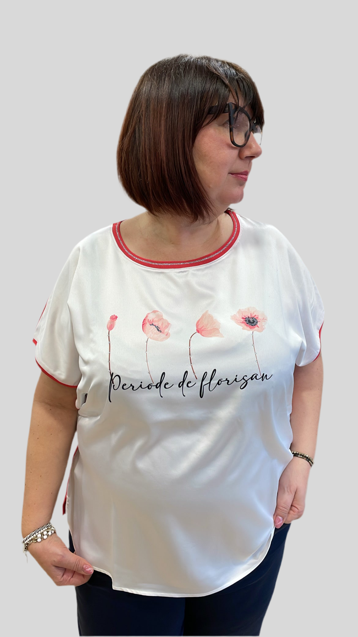 T-shirt Curvy fiore