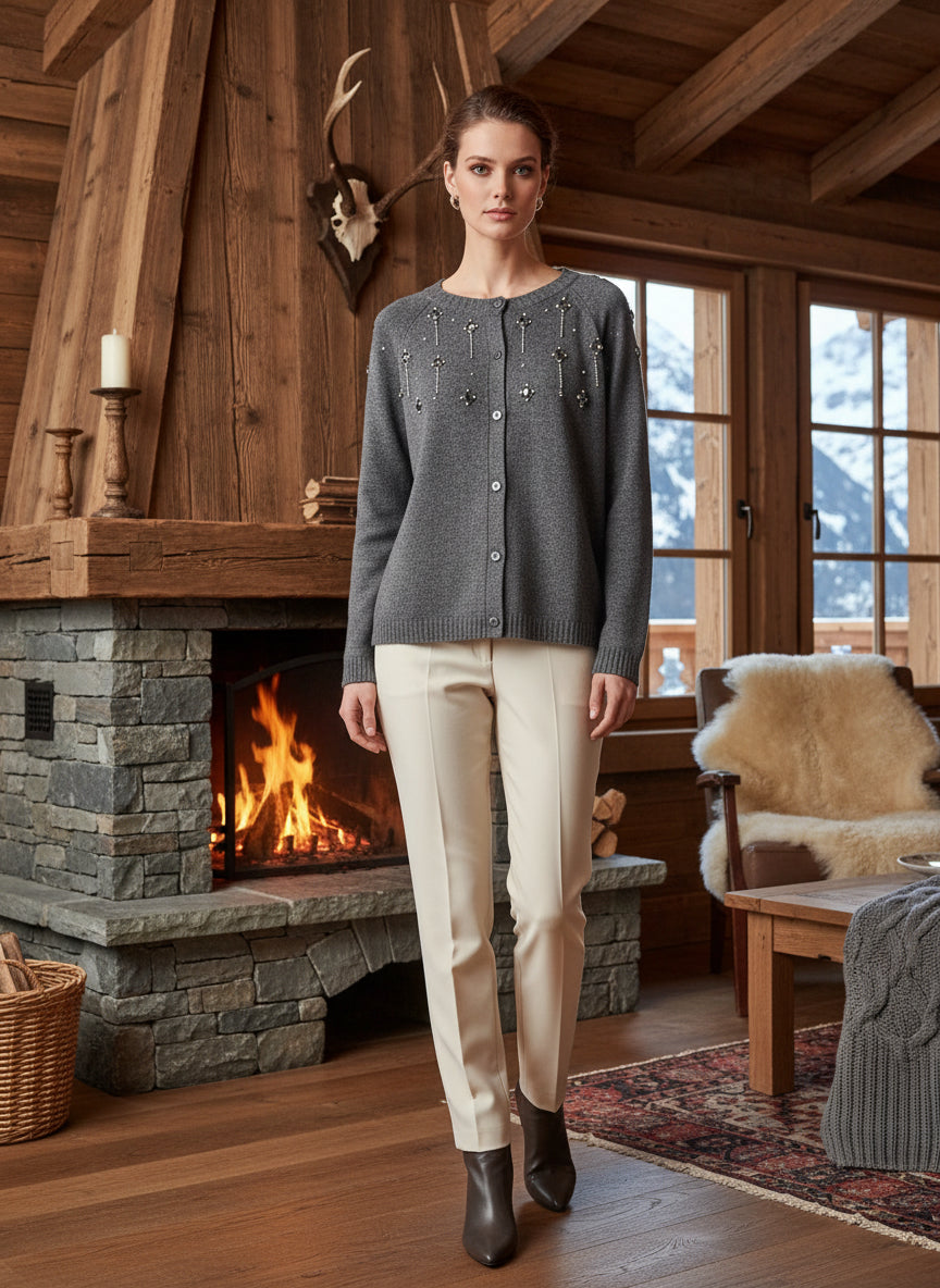 Luisa Viola Maglia Cardigan Diamanti