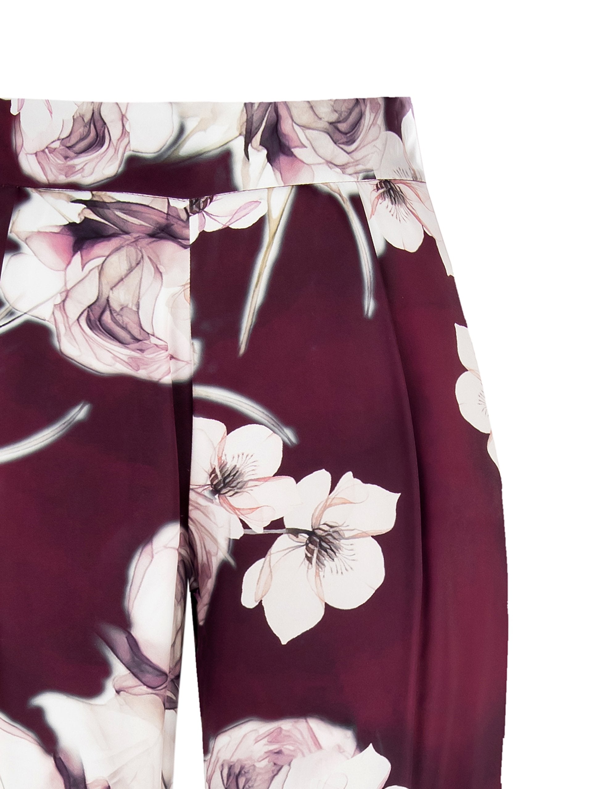 Pantalone bordeaux raso fantasia