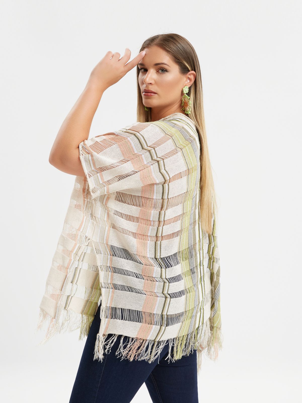 Maglia Poncho multicolor beige